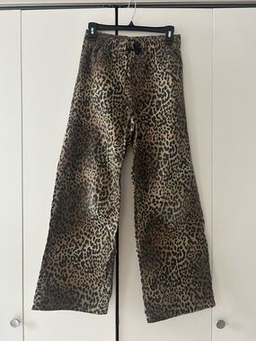 Leopard Print Wide Leg Pants - Brown & Black